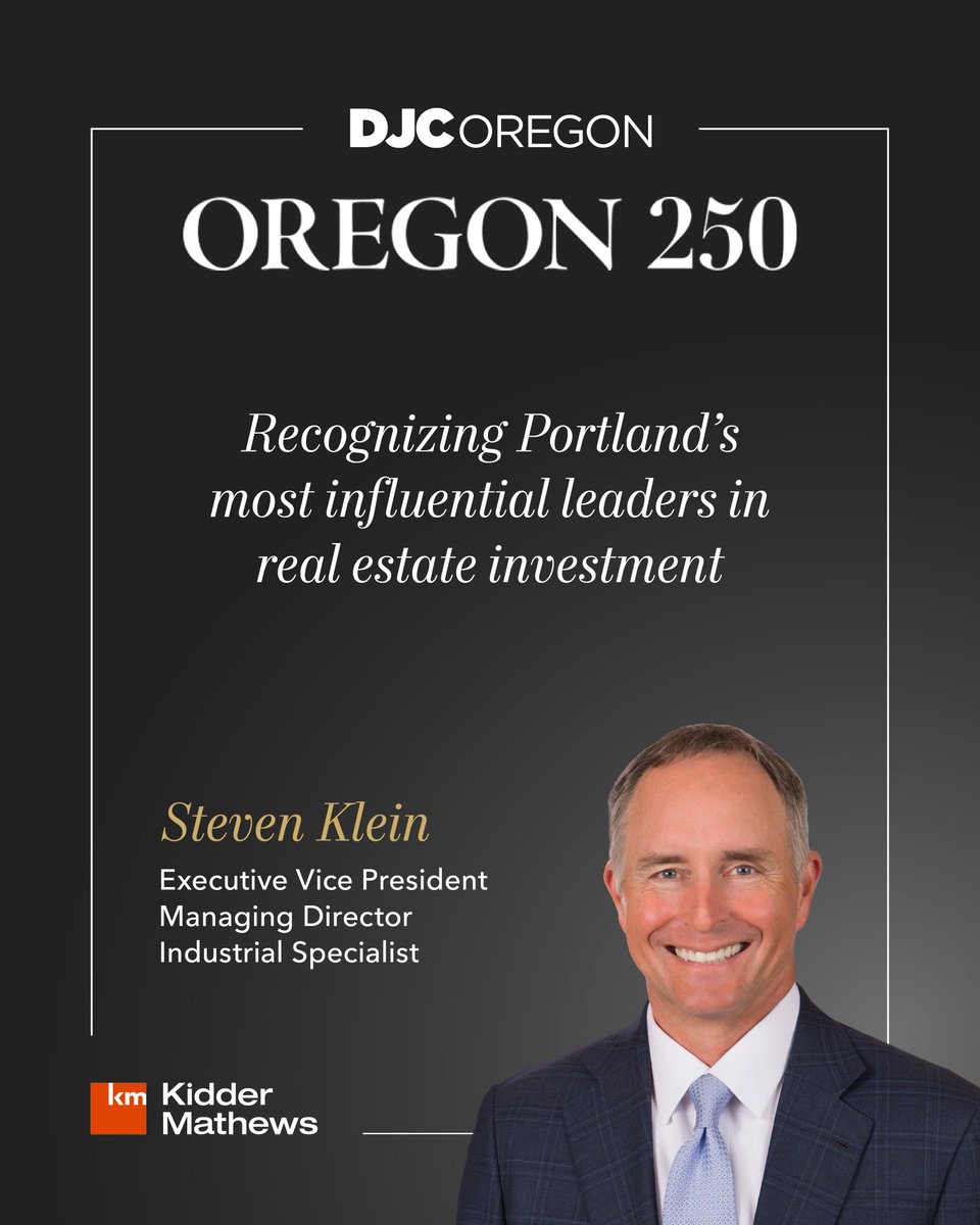 Congratulations to Steven Klein, honored as part of DJC Oregon’s annual Oregon 250: kidder.link/or250  

This series recognizes Portland’s most influential leaders focused on real estate capital, acquisitions, and portfolio strategy who drive long-term value and growth.