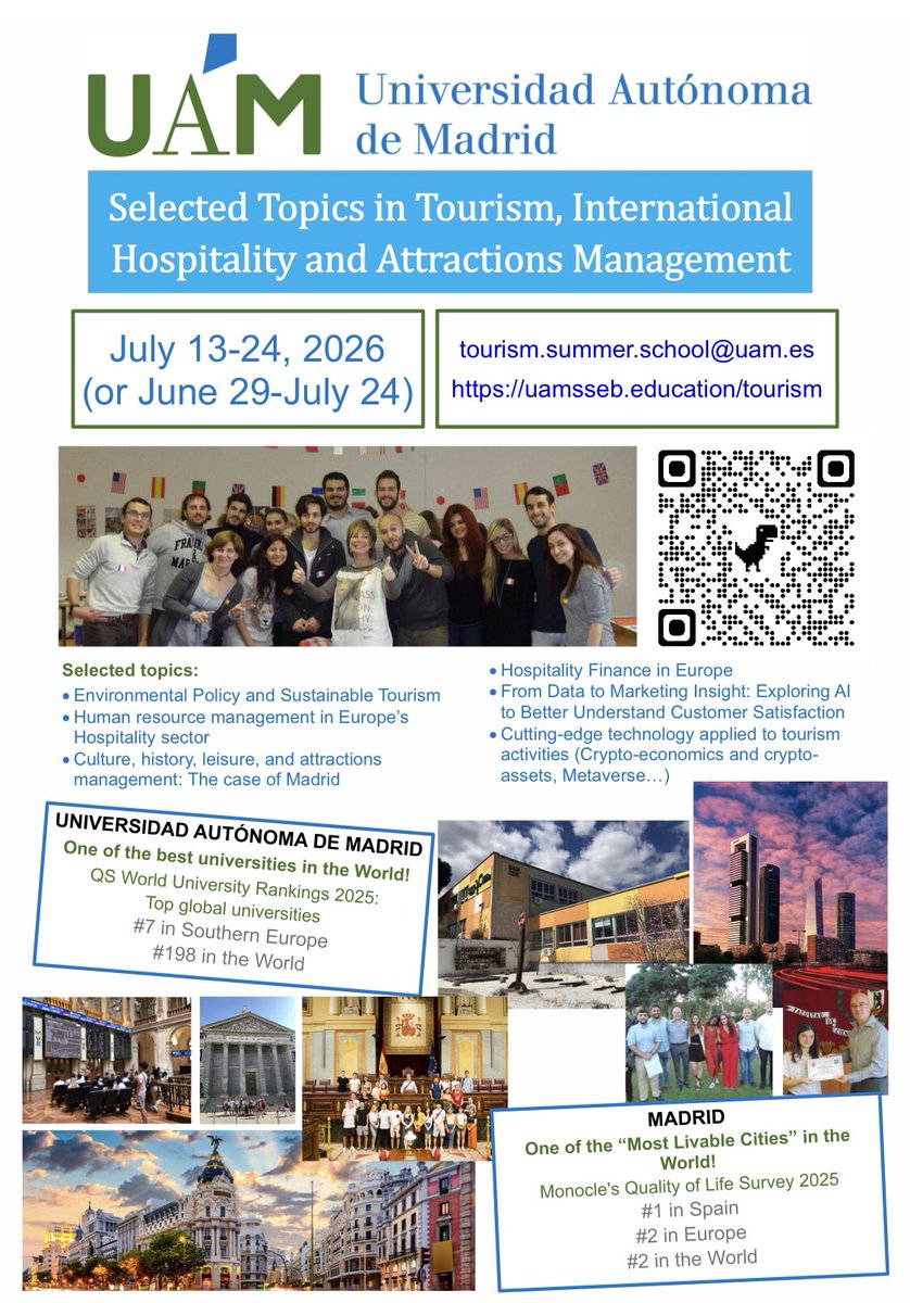 Third edition of our new Summer School in 2026!! Selected Topics in Tourism, International Hospitality and Attractions Management

Please, visit us at uamsseb.education/tourism

#studyabroad #tourism #summerschool