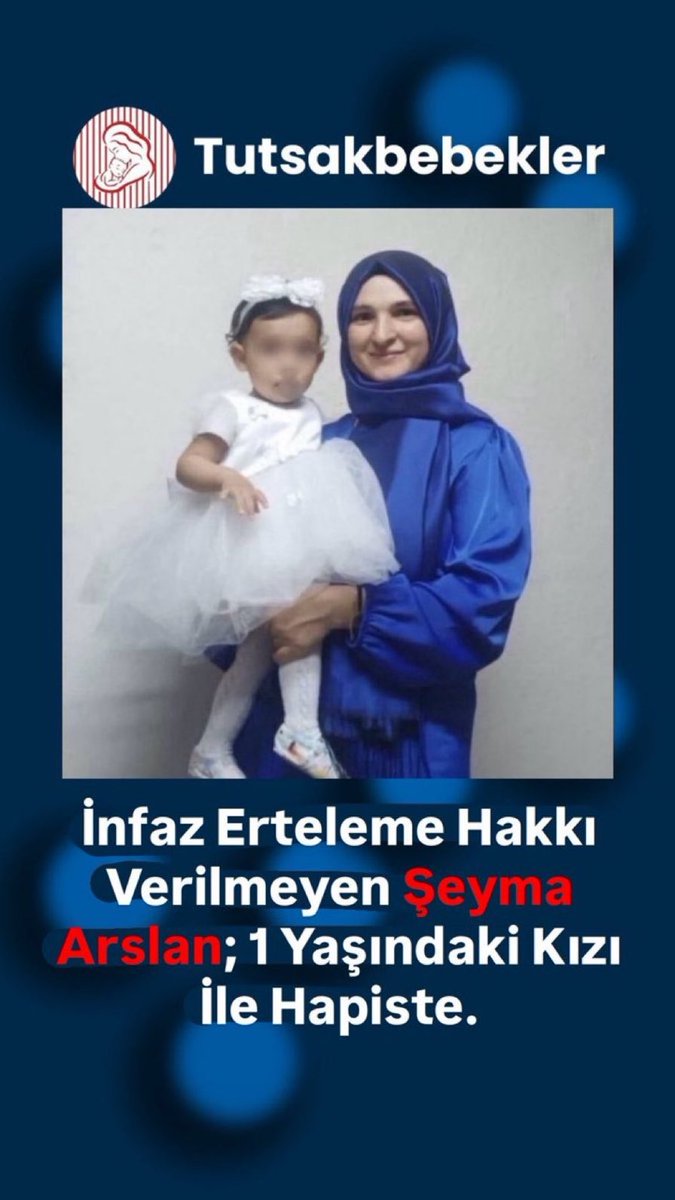 Tutsak_Bebek's tweet photo. EDİRNE

Biyoloji öğretmeni olan Şeyma Arslan, 25 Eylül 2025'den beri 
12 aylık bebeği Meryem Feyza ile birlikte Edirne L Tipi Cezaevi'nde. 

AİHM, Şeyma Arslan'ın masumiyetini teyit etti. Şeyma Arslan, bu karara rağmen ve Türk Ceza Kanunu'nda bulunan 18 aylık bebeği bulunan annelere infaz erteleme hakkına sahip olduğu halde hâlâ tahliye edilmiyor. 
@myeneroglu 

#KHKyıKimÇözecek