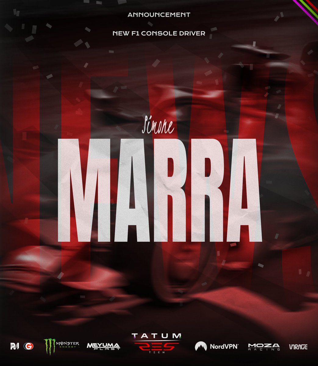 Please welcome Simone Marra to Tatum Res-Tech! 💚💜

From Italy 🇮🇹, <a href="/SimoneMarra73/">Simone</a>  joins Tatum Res-Tech, bringing passion, commitment, and the right mindset to be part of our growing project.

Welcome aboard, Simone!

#TRTFamily #SimRacing #F1Esports #NewSigning