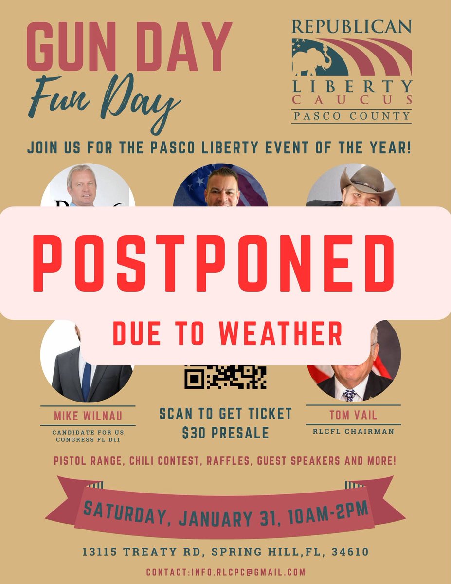RLCPasco's tweet photo. We will unfortunately have to postpone the event until March. We are now expecting high winds (30mph+) rain,and low temps. All tickets purchased will still be valid or refunds can be requested by emailing info.rlcpc@gmail.com
Thank you for your understanding. https://t.co/66atnkUOhk