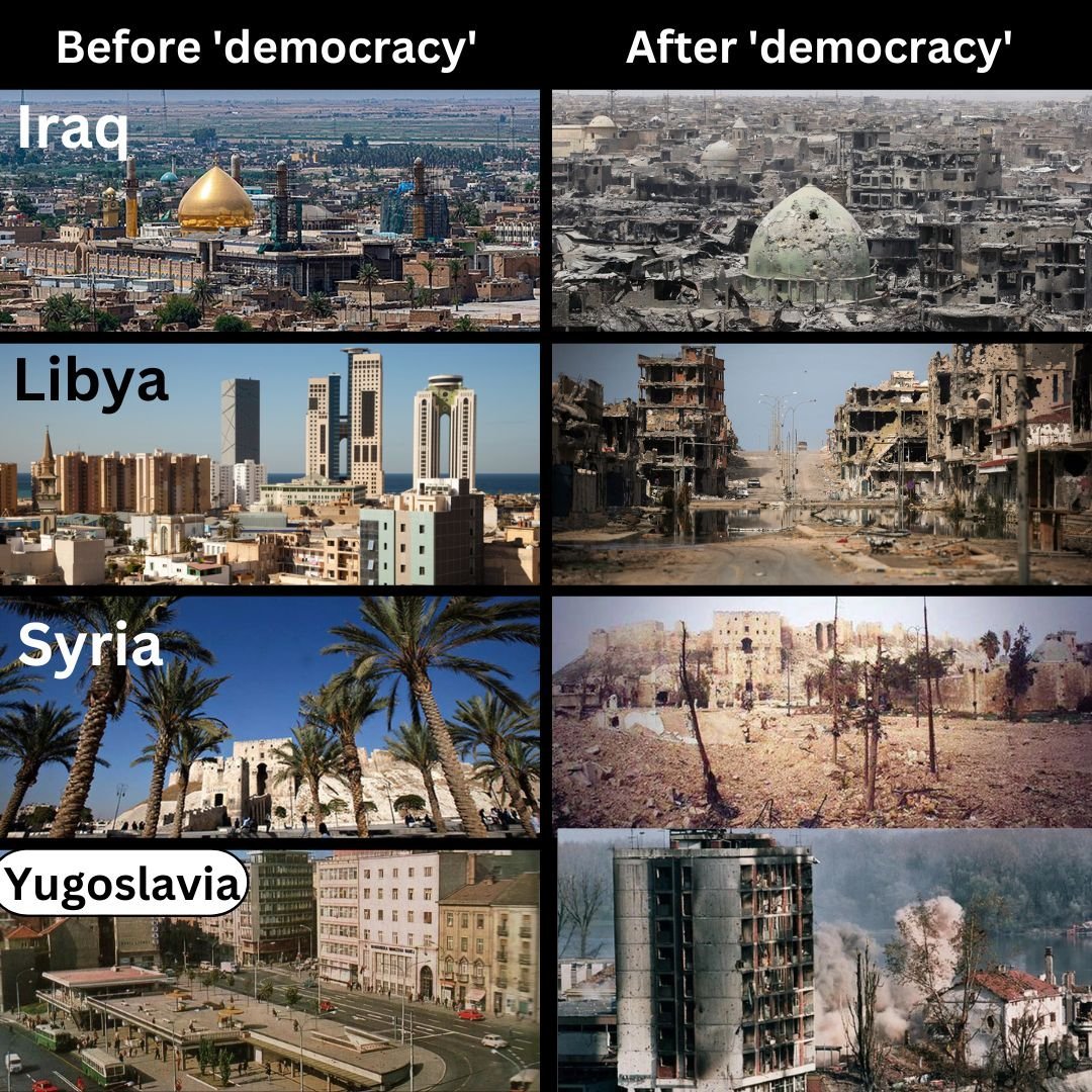 Partisan_12's tweet photo. Countries before and After "American Democracy" https://t.co/lz0NUqqiPd