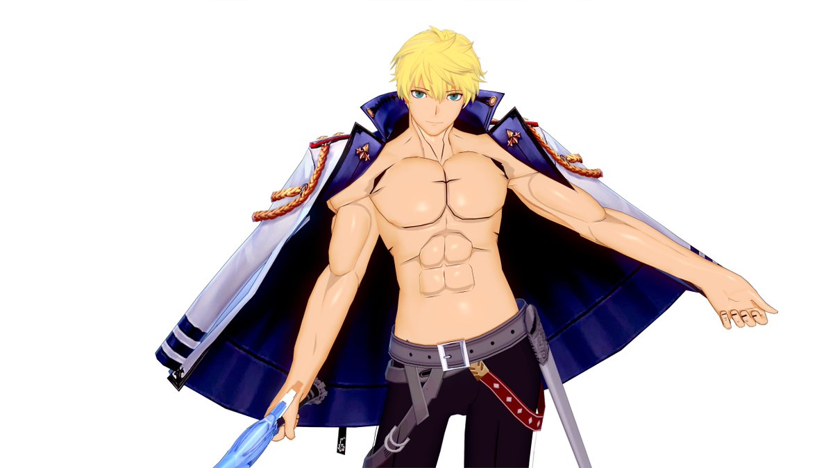 裸の王様…もとい、王様の裸を編集中…

バスト盛り過ぎか…と思いつつ、
GGSTでも立派な筋肉してる気がするのでヨシ。

ジャケットを羽織ったままなのは、
カイ＝キスクっぽさの残すための苦肉の策💦