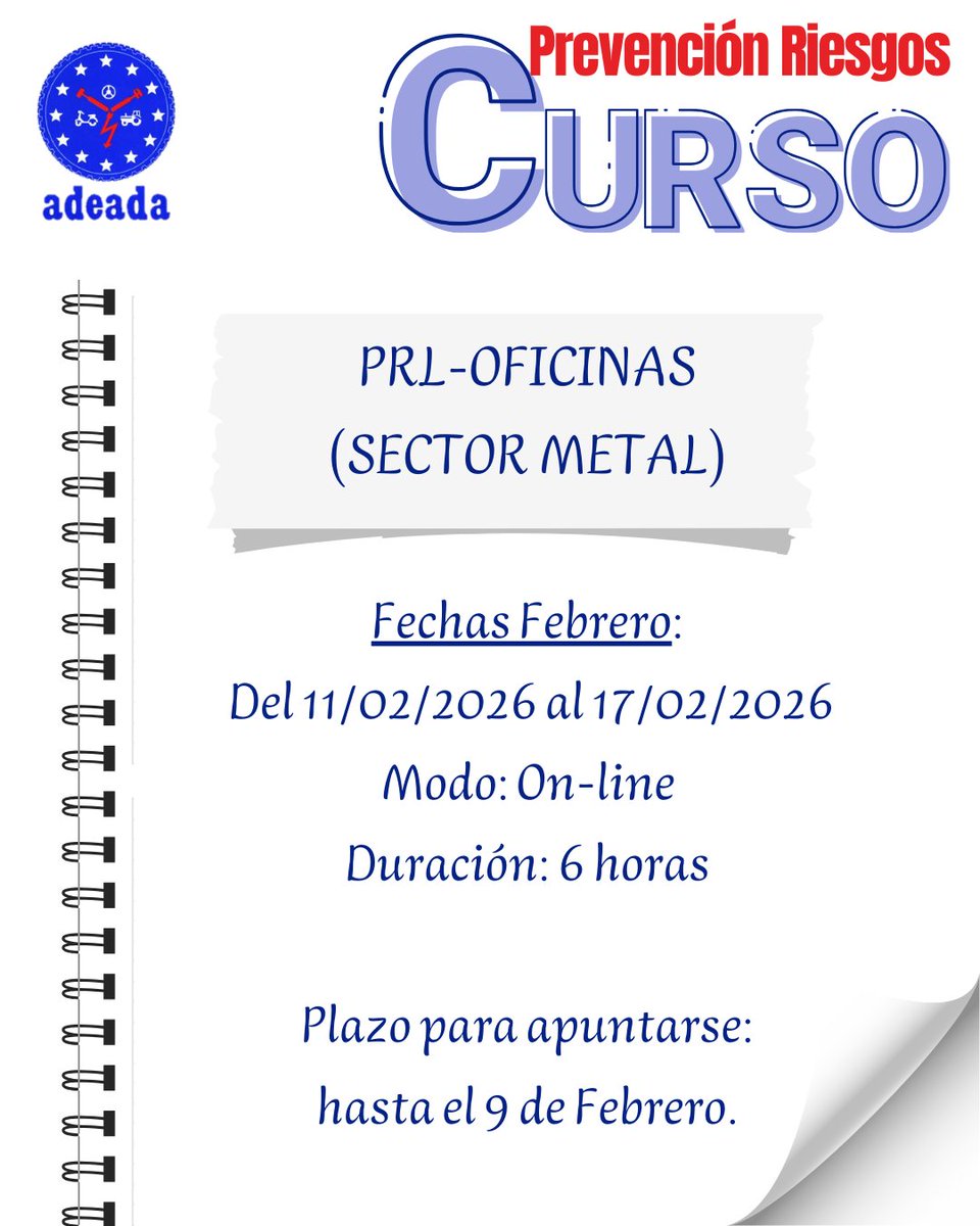 ¿Eres directivo o trabajas en oficina y quieres garantizar un entorno de trabajo 100% seguro? En ADEADA hemos lanzado nuestros nuevos cursos de Prevención de Riesgos Laborales.

Más información e inscripciones en adeada.com

#PRL #SeguridadYSalud #OficinaSaludable
