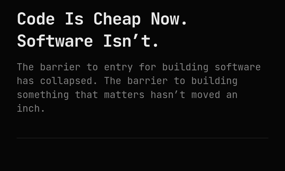 Code is cheap now.
Software isn't.

chrisgregori.dev/opinion/code-i…
