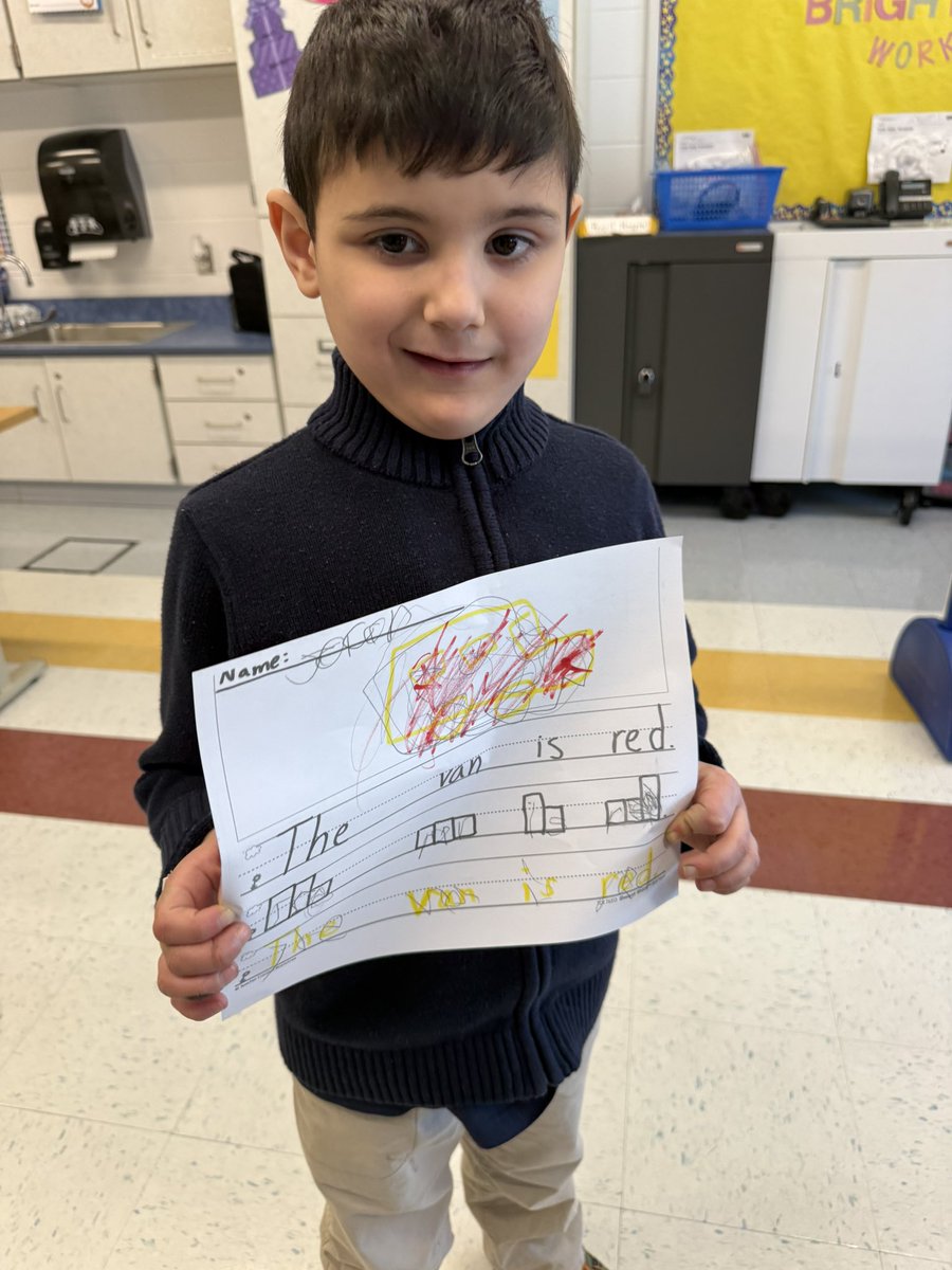 Richardella_FLC's tweet photo. This week we have been working with the letter “v” sound. We learned to spell the word “van” in our phonics notebooks then had to use our phonics word in a sentence. We are practicing starting sentences with a capital letter and using punctuation. https://t.co/UcPAXLinbo