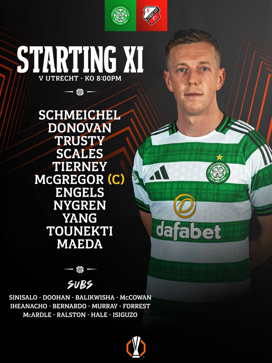 CelticFC's tweet image. 📋 The Celtic XI for our final league phase match.

#CelticUtrecht | #UEL | #CelticFC🍀
