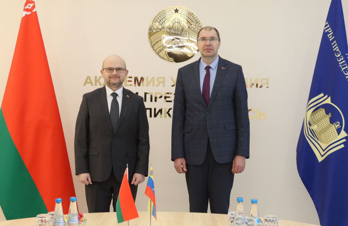 frankmirez's tweet image. Encuentro con el rector de la Academia de Administración de #Belarús, Denis Duk, donde discutimos una agenda conjunta para fortalecer el análisis público y académico en defensa de la soberanía de los Estados y del orden jurídico internacional.
#BringThemBack