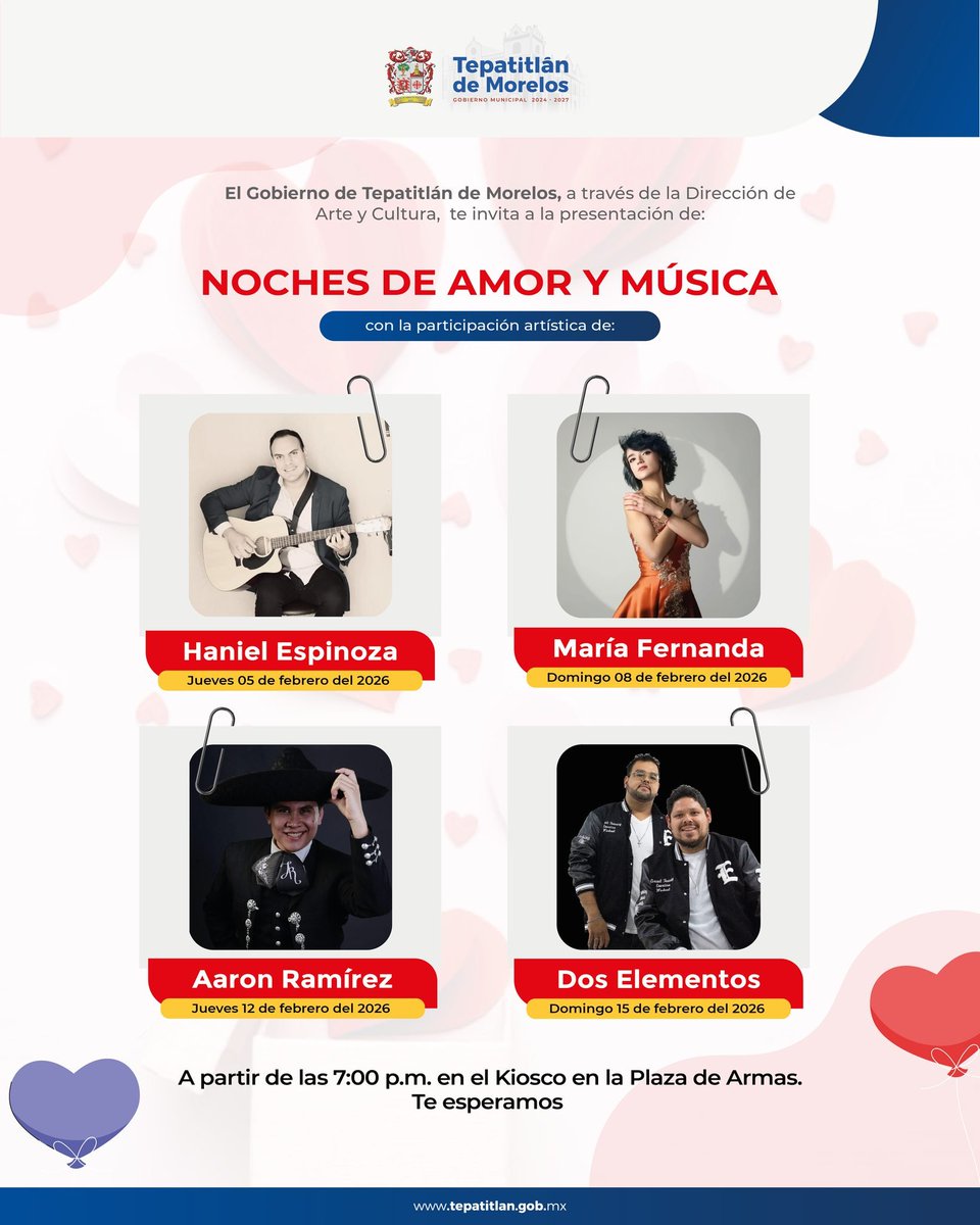El amor llega al centro de la ciudad.

Disfruta de la “Noche de amor y música”, una experiencia llena de romance y talento en vivo.

¡Te esperamos para vivir noches llenas de amor y buena música!