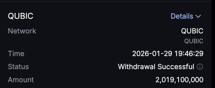 $QUBIC dip = limit order executed = 2B more in Wallet. 
Almost to the 26B target 🎯 
Top 530 🦊