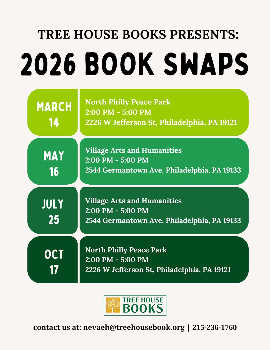 TreeHouse_Books's tweet image. Our Book Swaps are back! Mark your calendars today for our up coming events, we can't wait to see you there! 

Want to vend or have questions about this event? Email nevaeh@treehousebooks.org 

#treehousebooks #pageturners #legacybuilders #nonprofit #plottwist