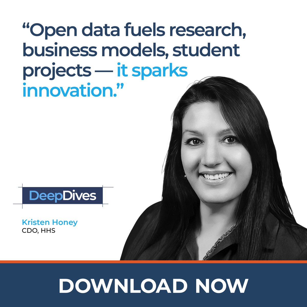 GovCIOMedia's tweet image. Federal technology priorities are shifting quickly, and leaders point to open data as a catalyst for innovation, transparency and better outcomes.

In this #DeepDive, HHS Chief Data Officer Kristen Honey and leaders from DOW, DISA, VA and more share how their agencies advanced