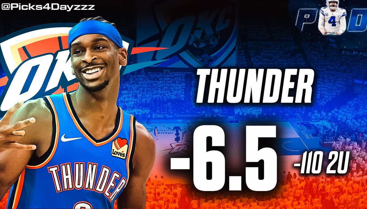 picks4dayzzz's tweet image. Free Play of the Day ⛈️

❤️ = Tailing 

Thunder -6.5 -110 2U

42-27 +32U Last 11 Days 🔥🔥🔥