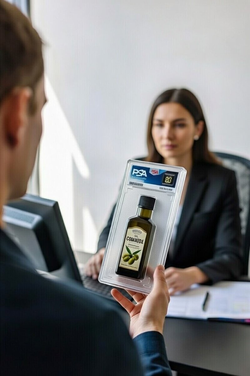 MiloStynes's tweet image. Showing the recruiter my PSA 10 graded 1997 Tuscan Olive Oil