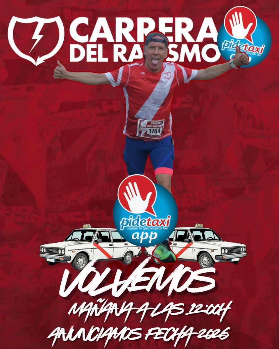 Mañana a las 12:00 anunciamos nueva fecha.
CARRERA DEL RAYISMO PIDETAXI

🏃🏻‍♂️ 🏃‍♀️ Cada vez más cerca de nuestra 7 Edición, más cerca de la carrera más dura de Madrid, por que de Vallekas estamos seguros.

⛰️ Desnivel + de casi 100m
Altitud max. de 680m

#rayismo
#CarreradelRayismo