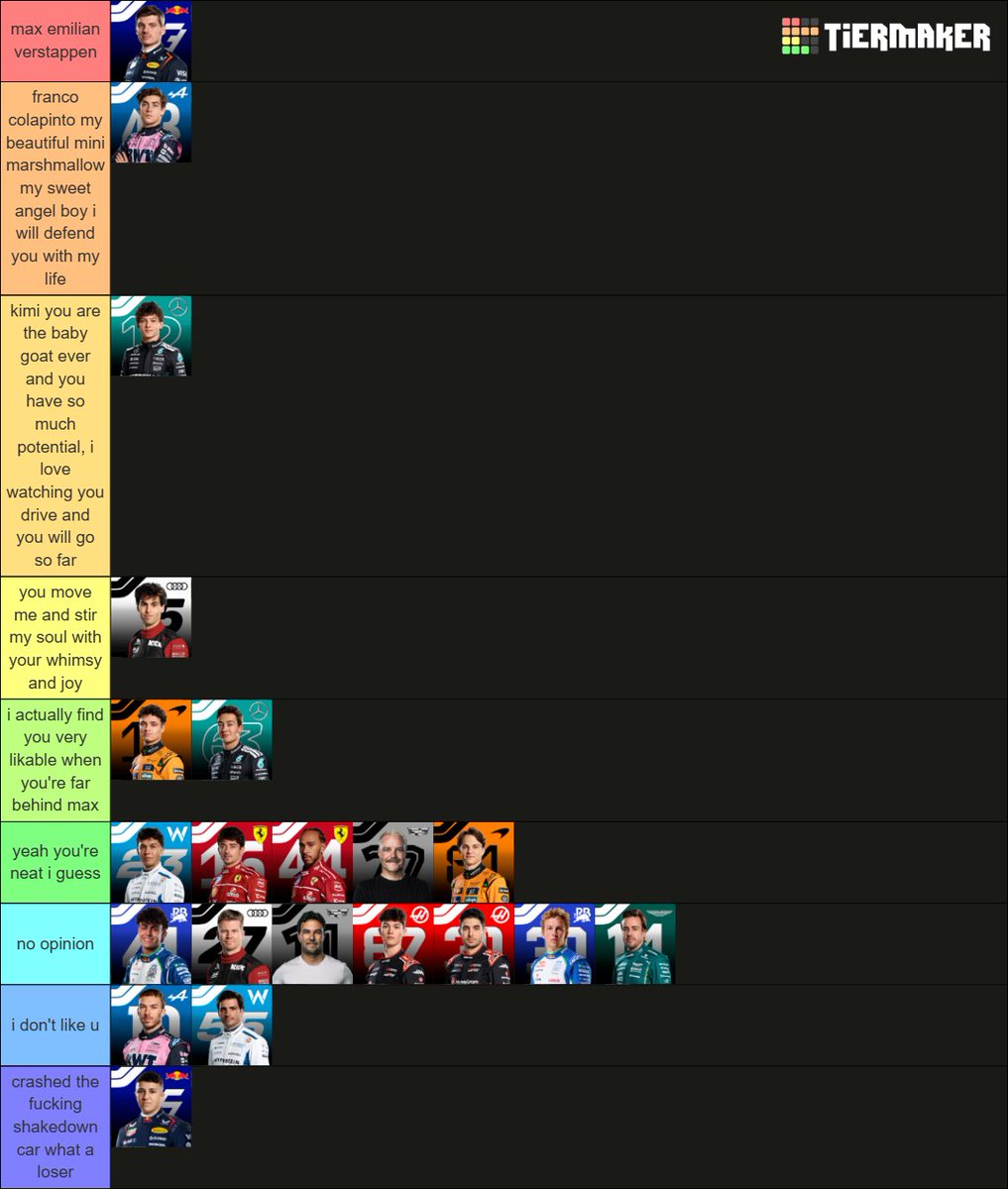 vercheating's tweet image. whatever. go my tierlist