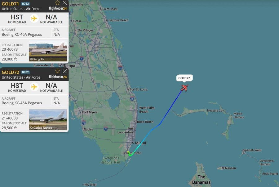 🇺🇸 F-35s, GROWLERS &amp; TANKERS JUST CROSSED THE ATLANTIC - DESTINATION: MIDDLE EAST?

Four KC-46A tankers, a KC-135R, and a squad of F-35As from the Vermont Air National Guard just took off, headed east with EA-18G Growlers in tow.

Final stop? Likely the Middle East, with a pit