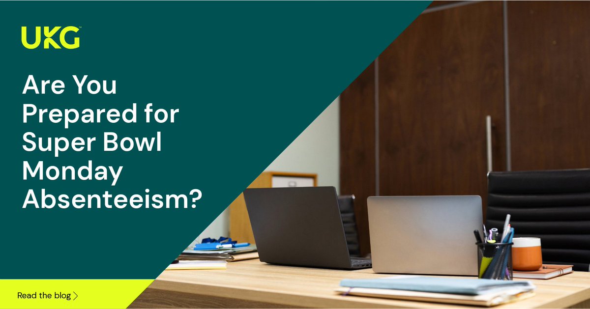 UKGInc's tweet image. Super Bowl Monday is one of the biggest absenteeism days of the year. Is your workforce prepared? Here’s how operations leaders can plan ahead. 🏈 

ukg.inc/4c1gzHn

#UKGBlog #SuperBowlMonday #WorkforceManagement