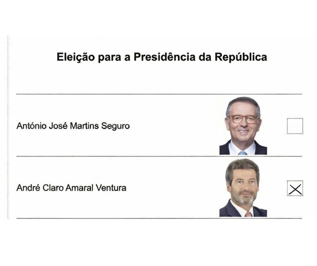 O meu boletim de voto no dia 8 de fevereiro.

Portugal Primeiro! 🇵🇹