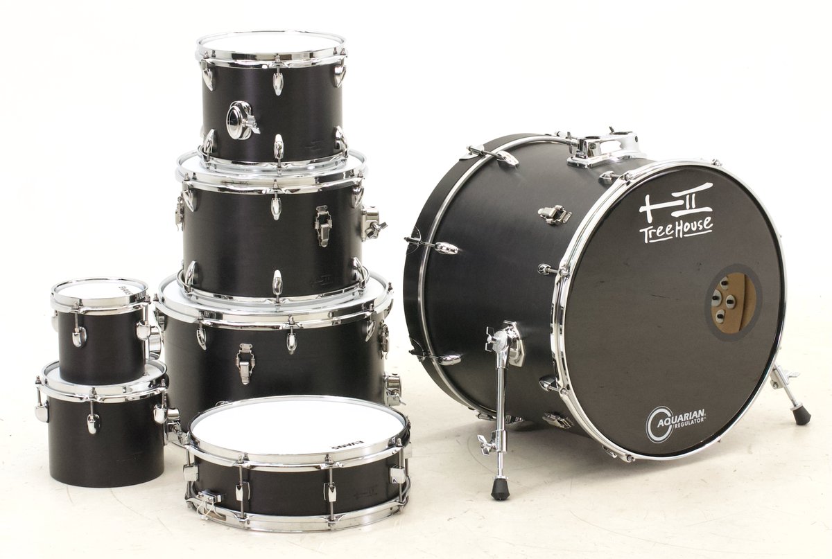 TreeHouseDrums's tweet photo. What could be better than a 5-pc nesting set? How's about a 5-pc nesting set with two concert toms flying off to the side?!? Here ya go! 6x6, 7x8, 8x10, 9x13, 10x16, 16x20, 4½x14; plied maple; satin wax. https://t.co/4vubGavrri