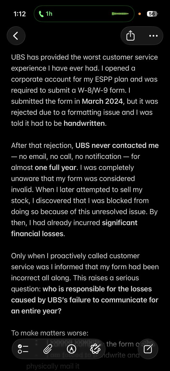 Levelcorvus1999's tweet photo. @UBS @UBSf1 @UBSArena  one of the worst experience of my life. I have been fighting to complete 1 W8/W9 form for more than a year now. Never opening my personal account with @UBS https://t.co/L8IbWmIDwh