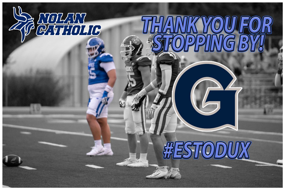 NolanCatholicFB's tweet photo. Thanks to @CoachAmoako and @HoyasFB for stopping by to recruit the Vikings!

#EstoDux 
#GoVikings https://t.co/5uqpMXA4KD