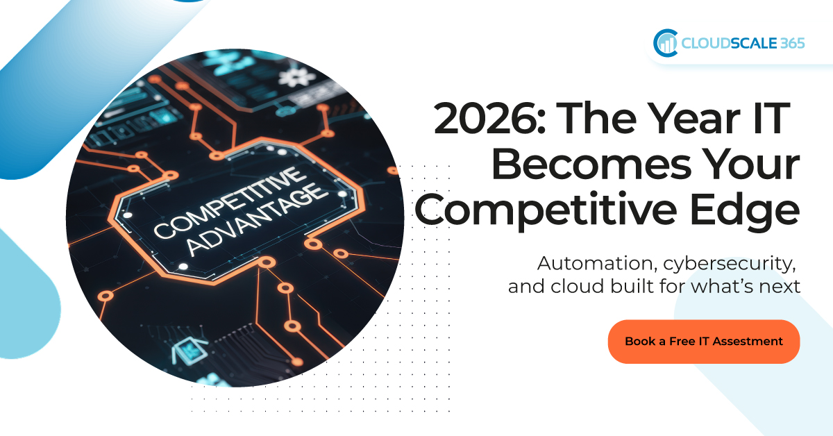 Trends shaping 2026: AI-powered automation, security-as-a-service, and hybrid &amp; multi-cloud strategies are driving demand for strategic managed IT partners.
Let’s talk about how CloudScale365 can help your organization turn these insights into a competitive advantage.
#ManagedIT