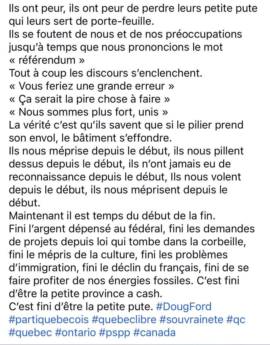 Willpluss's tweet photo. Ils ont peur, très peur… #dougford #pspp #quebec #partiquebecois #qc #politique #souvrainete #quebeclibre https://t.co/8VHzk43stu