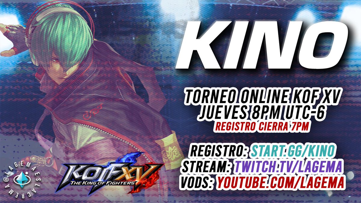 lagemaeslacrema's tweet photo. ESTA NOCHE👀

KINO IS BACK!🔷
Torneo KOF XV Crossplay Online

📆Jueves 29 de Enero
⌚8pm CDMX UTC-6 (el registro cierra 7pm)
💰Premio via @matcherino
🆓Entrada GRATIS

📤Registro @ https://t.co/1V9kAcOdsZ https://t.co/aLC0ZZ7Uf9