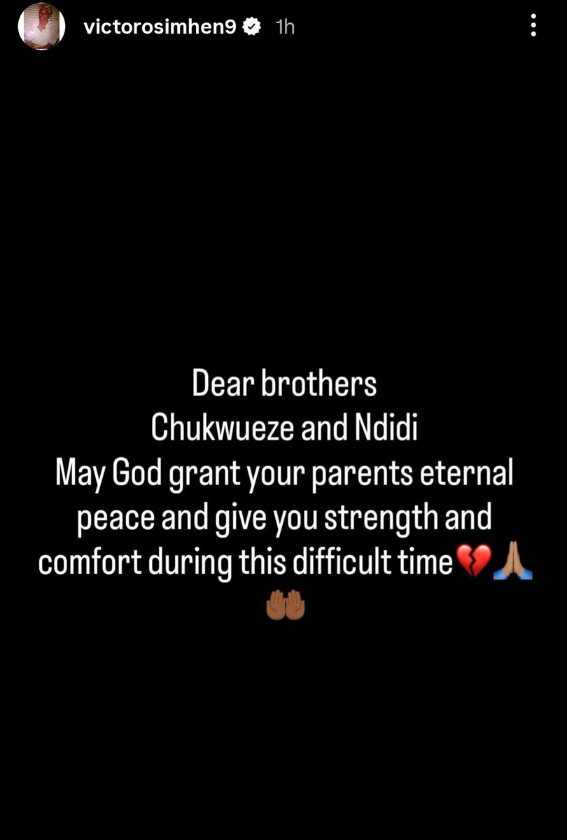 Victor Osimhen on IG ❤️🙏🏻