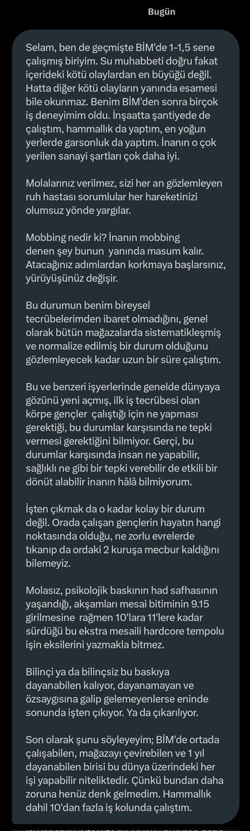 İsmini açıklamak istemeyen takipçimizden gelen mesaj: