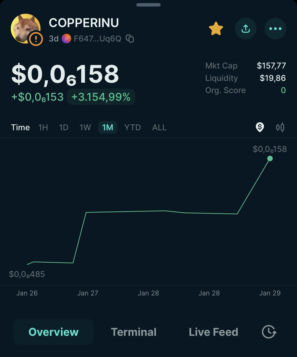 🚀 COPPERINU • Very low market cap • Early liquidity • Largest holder not selling
Community builds value. DYOR.

jup.ag/tokens/F647SWs…