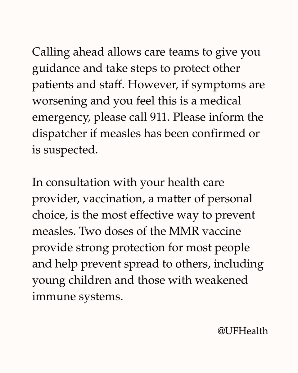 UFHealth's tweet photo. Our official guidance on measles symptoms and precautions. https://t.co/eoZm2tD4Aj