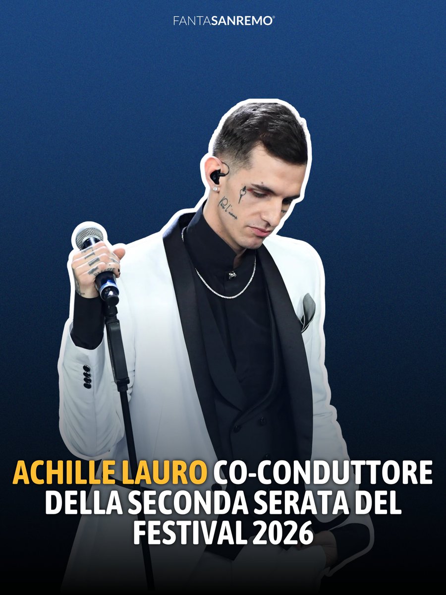 FantaSanremo's tweet image. 🚨 Breaking News 🚨

#CarloConti ha appena annunciato al #tg1 che Achille Lauro sarà il co-conduttore della seconda serata insieme a Laura Pausini!

#achillelauro #fantasanremo #sanremo2026