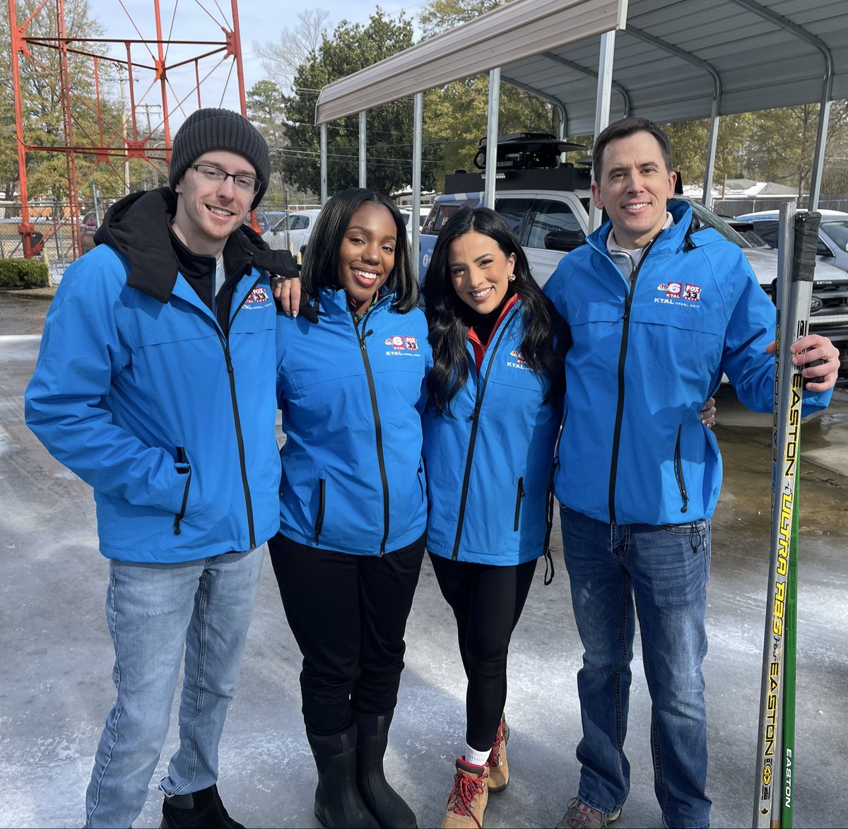 imferrealthough's tweet photo. When the parking lot at the station is covered in ice, you break out the hockey sticks and have a friendly competition! Stay tuned for the morning team’s version of the Winter Olympics as we get ready for opening ceremony of the games on Feb 6! 💙💛🖤💚❤️ https://t.co/joqvwa8hU9