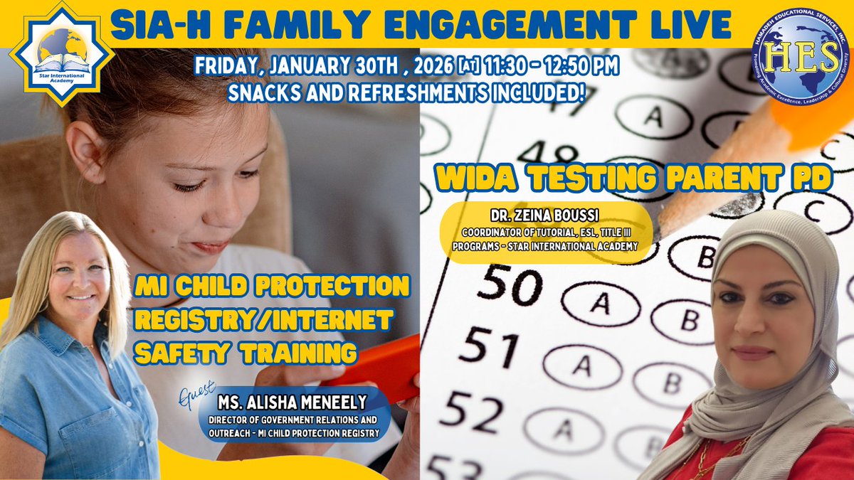 SIA-H Family Engagement Live: WIDA Testing Parent PD &amp;amp; MI Child Protection Registry/Internet S... psqr.io/wzq0qIRfSL via <a href="/ParentSquare/">ParentSquare</a>
