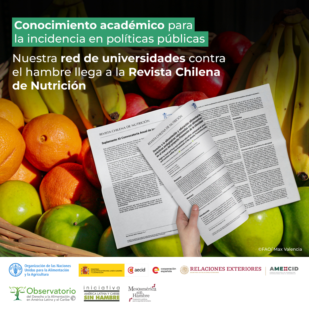 ¡Gran paso Iberoamericano!🌎📚Las #UniversidadesContraelHambre presentan suplemento inédito en la Revista Chilena de Nutrición, con la academia al servicio del #DerechoalaAlimentación.

Apoyan✨<a href="/FAOAmericas/">FAO Américas</a> <a href="/AECID_es/">AECID</a>  <a href="/AMEXCID/">AMEXCID</a> <a href="/ALCsinhambre/">ALCsinhambre</a>

📖Léelo aquí:
revistachilenadenutricion.com/articulo/suple…