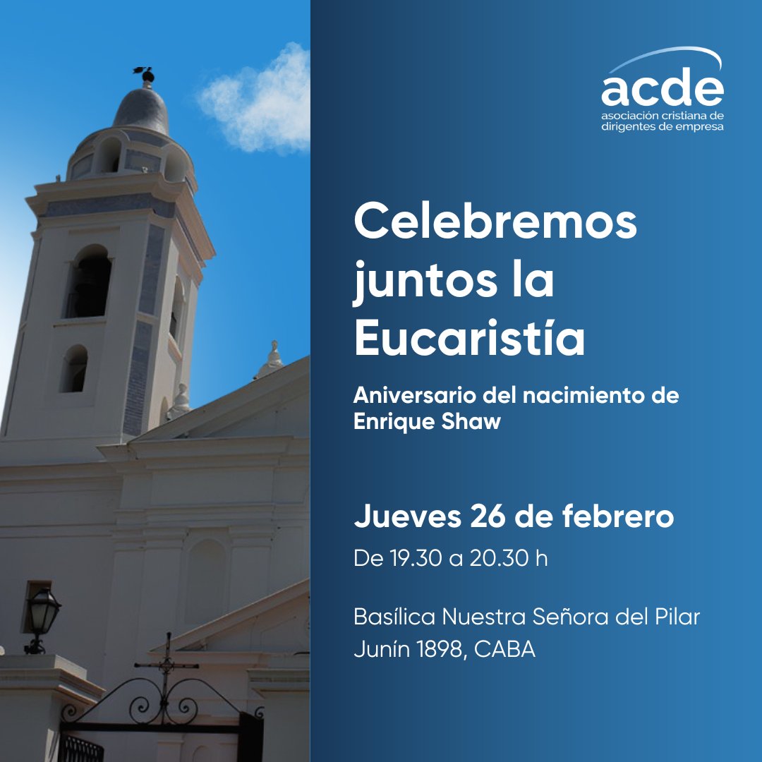 Te invitamos a compartir un momento de oración y encuentro en comunidad para poner en manos de Dios un nuevo año compartido. También recordaremos a Enrique Shaw y rezaremos por su pronta beatificación. Te esperamos.

🗓️ Jueves 26 de febrero
🕢 19.30 a 20.30 h
📍 Junín 1898, CABA