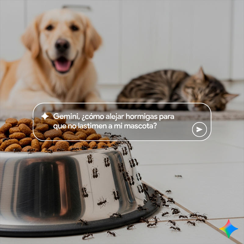 googleespanol's tweet photo. 🐶 GUARDA este PROMPT si quieres soluciones seguras para tu hogar y tus mascotas.

Entra a Gemini y escribe:
“¿Cómo alejar hormigas para que no lastimen a mi mascota?”

Obtendrás tips prácticos y seguros para proteger a tu peludo.

Comenta Gemini si quieres más ideas como esta.
