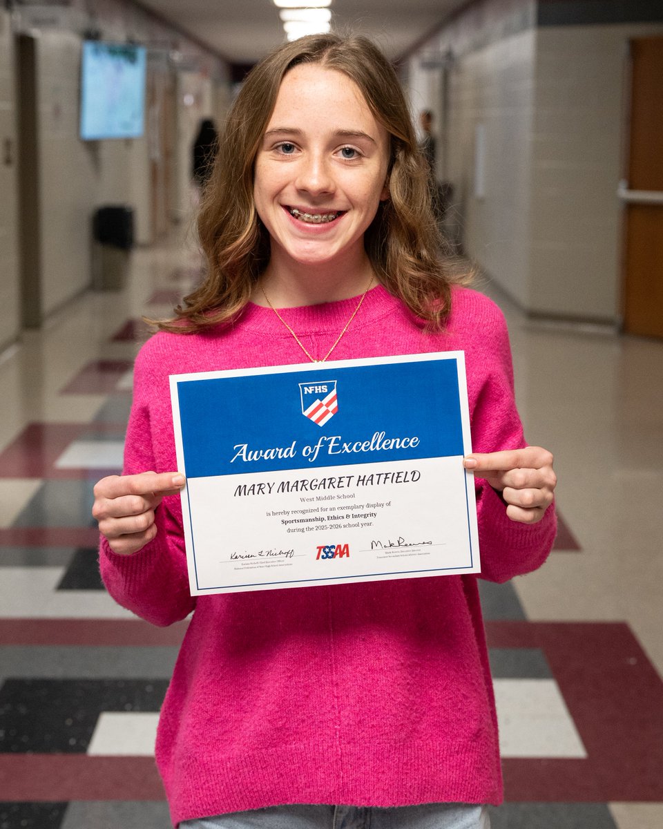 TCSPublic's tweet photo. In late December, Brindley Duncan, Mary Margaret Hatfield and Bailey Albert were awarded the National Federation of State High School (NFHS) Award of Excellence for Sportsmanship, Ethics and Integrity. Read the full news release here: https://t.co/1Hy209wKLb https://t.co/cB5MxH1GN6