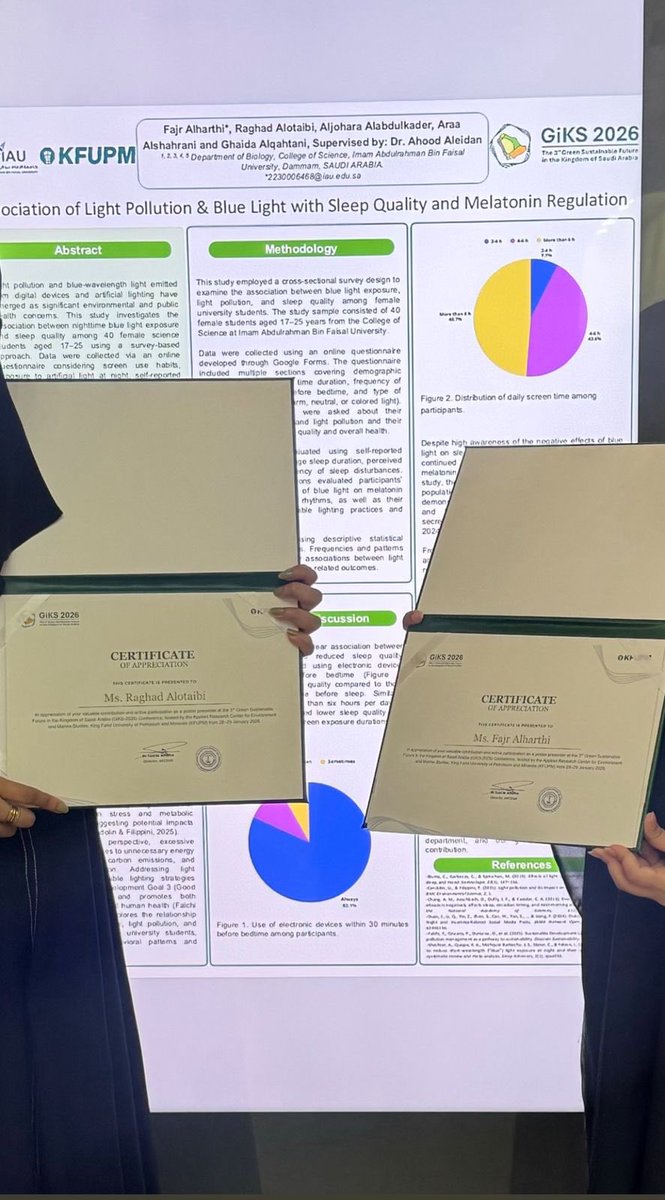 I had an incredible chance to share our poster at #GiKS2026 with <a href="/RaghadSal__/">Raghad alotaibi</a> 🌿💤. 

A huge thank you to our amazing team and Dr. Ahood Aleidan for all her continued support!!