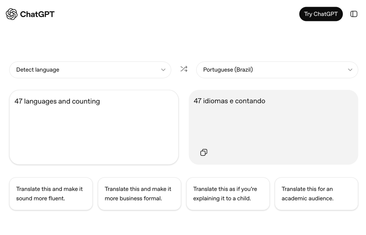 ChatGPT vs Google Translate