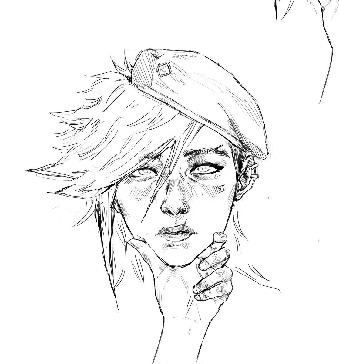 sssammakko's tweet photo. Vi wearing caitlyn's beret OF COURSE 
#arcane #Caitvi #viarcane https://t.co/IvexYZjLW9