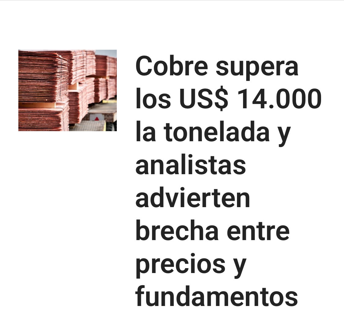 Cobre supera los US$ 14.000 la tonelada y analistas advierten brecha entre precios y fundamentos. El movimiento se replicó en el mercado estadounidense Comex, en línea con el repunte global de los metales industriales. 
Ver más aquí —> supervisorspence.cl