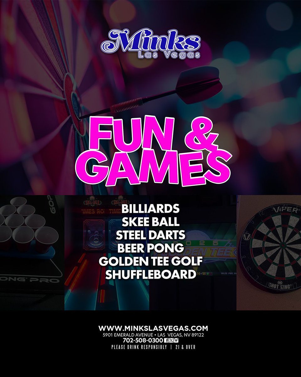 minkslasvegas's tweet image. Game night, upgraded 🎯 Real games, real Vegas vibes at Minks. #MinksLasVegas #FunAndGames