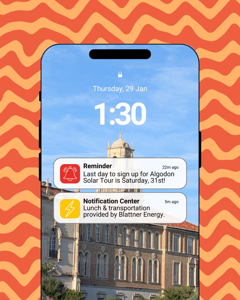 TTUrenewable's tweet image. Reminder!

Last day to sign up for Algodon Solar Tour is Saturday, 31st! Lunch &amp;amp; transportation provided by Blattner Energy.
Sign up by Jan 31 here: ow.ly/otxy50XXFGU

#FieldTrip #TTU #RenewableEnergy #SignUp