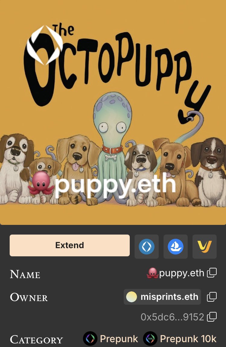 05/17/2017

The first 6-character ever registered.

The ONLY 6-character 10k Pre-Punk.

#1 of 31 total 6-character .eth registered in 2017/2018.

3-6 character .eth domains weren't released until 2019 making the most historic 6-character anomaly in ENS history.

Priceless. 🖼️