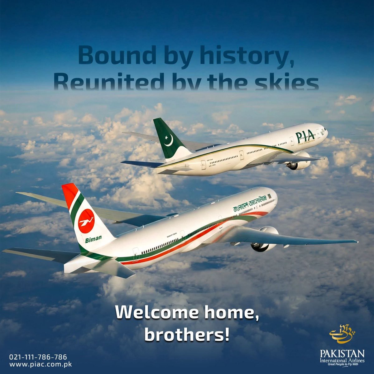 A long-awaited return-PIA welcomes our brothers from #Bangladesh with pride and warmth.

Two nations 🇵🇰🇧🇩 reconnecting  hearts💕 through the skies.

#PIA #Biman