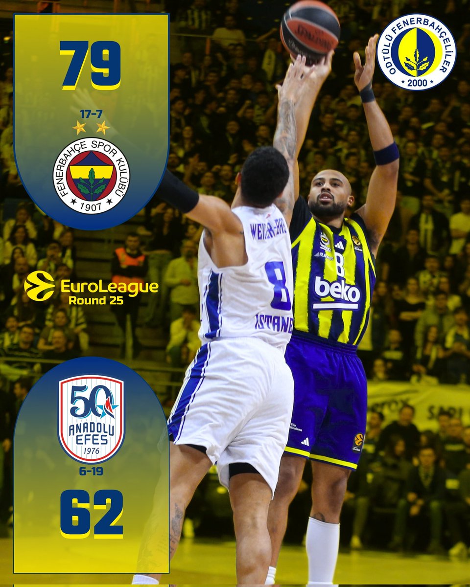 DERBİDE GALİBİYET BİZİM!
Fenerbahçemiz konuk ettiği Anadolu Efes karşısında 79-62'lik net bir galibiyet aldı.
#yellowlegacy 💛💙
MVP: THT Airlines
#kampüstekifenersesi #odtüfeb