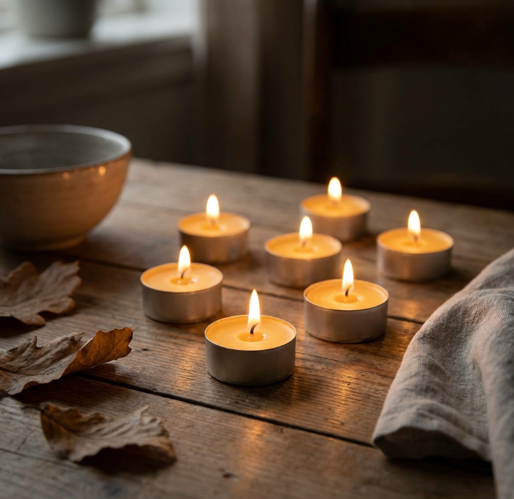 Podgrzewacze (Tealights)  z wosku pszczelego już w sklepie. Oczyszczające powietrze (jonizacja ujemna), neutralizują zapachy (dym papierosowy), łagodzą stres i poprawiają jakość snu dzięki naturalnemu miodowemu zapachowi i zdrowemu płomieniowi. Naturalne beesorelaxed.eu